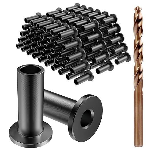 BLIKA 100 Pack Black Stainless Steel Protector Sleeves for 1/8" 5/32" or 3/16" Deck Cable Railing, for Wood/Composite Posts, T316 Marine Grade, Black Cable Railing Protector Sleeves