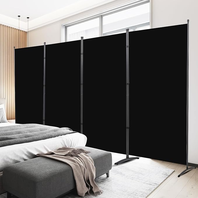 Room Divider 6FT Folding Privacy Screens, 4 Panel Partition Room Dividers w/Freestanding Design, Portable Wall Divider for Room Separtation, Fabric Screen Panel for Home Office Bedroom Dorm