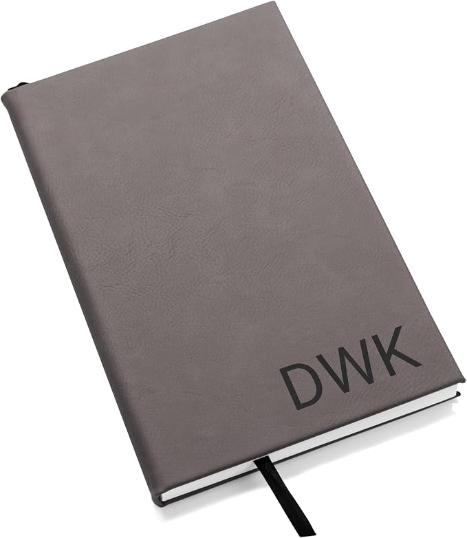Lifetime Creations Custom Notebook Journal with Monogram (Gray) - Personalized Journaling Notebook, Hard Cover Notepad, Gift for Employees, Travelers, Business Professionals
