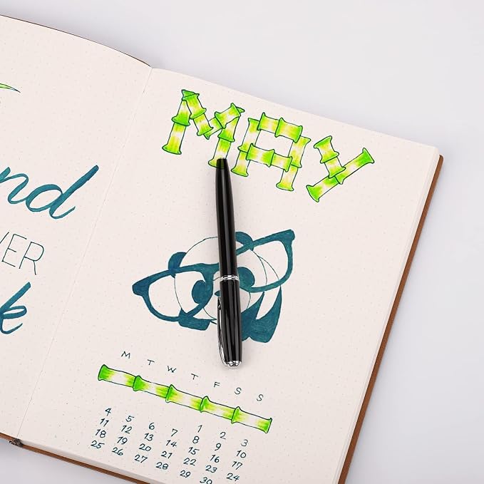 AHGXG Dotted Journal Notebook, 384 Pages, 120GSM, B5 (7.6'' × 10'') | 2 Pack, Leather Hardcover, for Journaling, Planning, Tracking (BlackGreen)