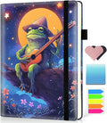 Hardcover Executive Notebooks, A5 PU Leather Lined Journal Notebook, 200 Pages Thick Paper Subject Notebooks for School,Work,Home Writing Business Notebook, Diary Book ， Watercolor Frog