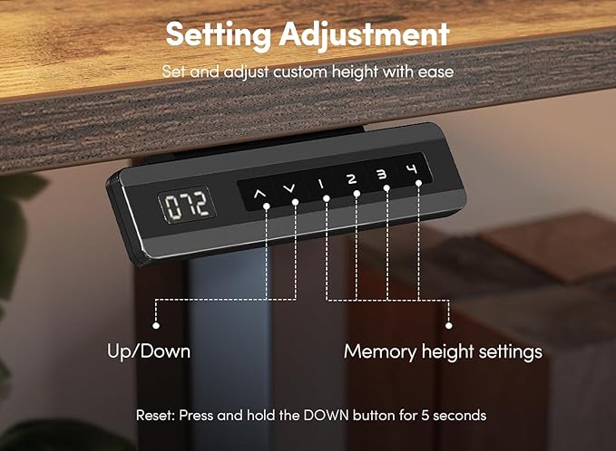 FEZIBO 40 x 24 Inch Height Adjustable Electric Standing Desk with Double Drawer, Computer Desk, Home Office Stand Up Table with 4 Height-Adjustable Feets & 2 Hooks, Rustic Brown