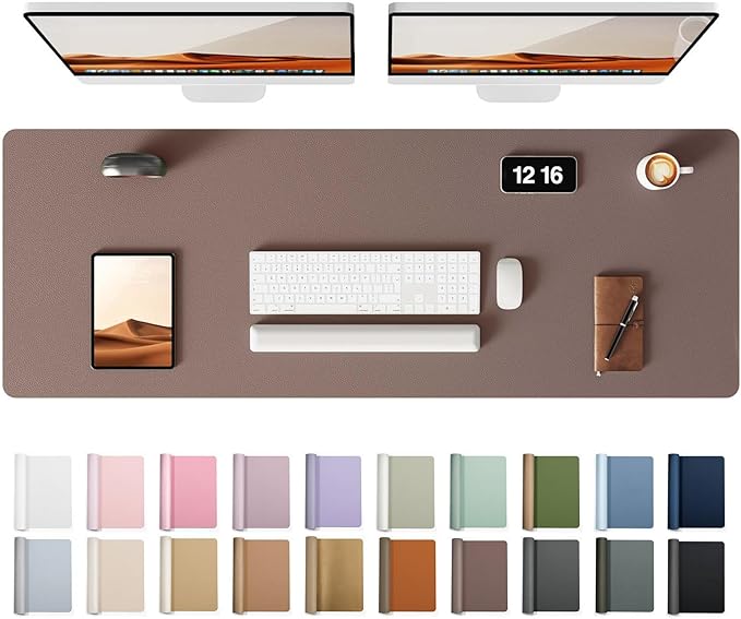 YSAGi Leather Desk Protector, Office Mat, Large Mouse Mat, Non-Slip PU Leather Blotter, Laptop Desk, Waterproof Writing Pad for Office and Home (Chocolate, 47" x 17")