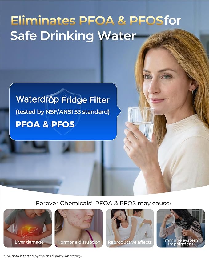 Waterdrop Plus WDP-F19C Water Filter Replacement for GE® RPWFE®, 3 Pack | NSF 401, Replacement for GE® RPWF (with CHIP) , WSG-4, GFE28GBLTS, GFE28GSKSS