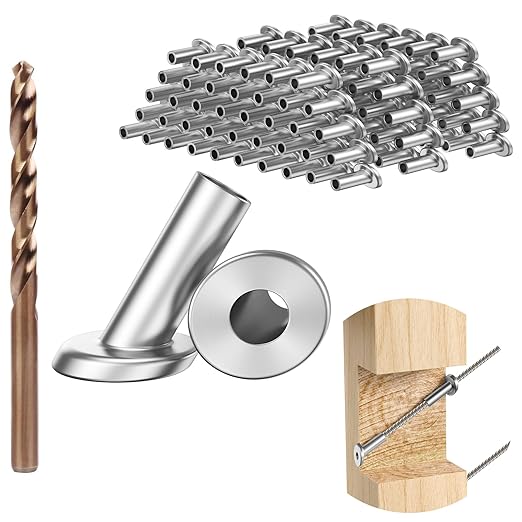 BLIKA 40 Pack 25 30 35 Degree 1/8" Angle Beveled Protector Sleeves, Angled Post Protector for 1/8" Cable Railing, T316 Stainless Steel, 30 Degree Angle Beveled Protector Sleeves