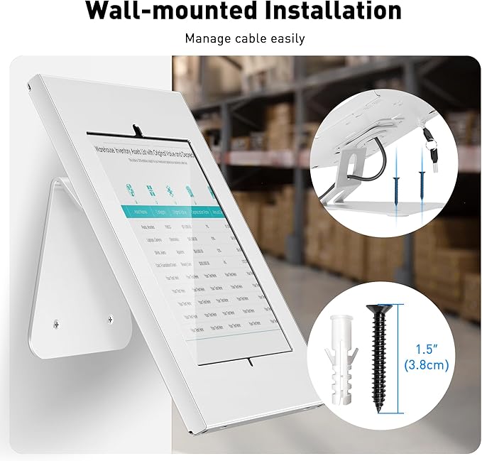 AboveTEK Anti-Theft Tablet Stand – iPad Locking & Security Stand, Countertop & Wall Mount POS Stand, 360° Swivel Kiosk Stand for iPad/iPad Air/iPad Pro – Ideal for Retail Business (White)