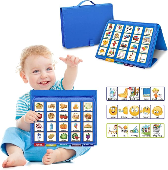 Visual Communication Book, Nonverbal Communication Board, Autism Language Vocabulary Learning Materials, Speech Articulation Therapy Cue Cards for Kids, Toddler Behavior Book for Home School