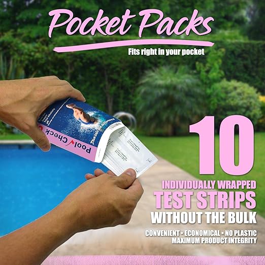 Industrial Test Systems 484348 Pool Check Copper 3in1 Pool & Spa Test Strips 10 Individually Wrapped Test Strips in Pocket Pack Test Copper, Alkalinity & pH Ideal for Ion Sanitizer Systems