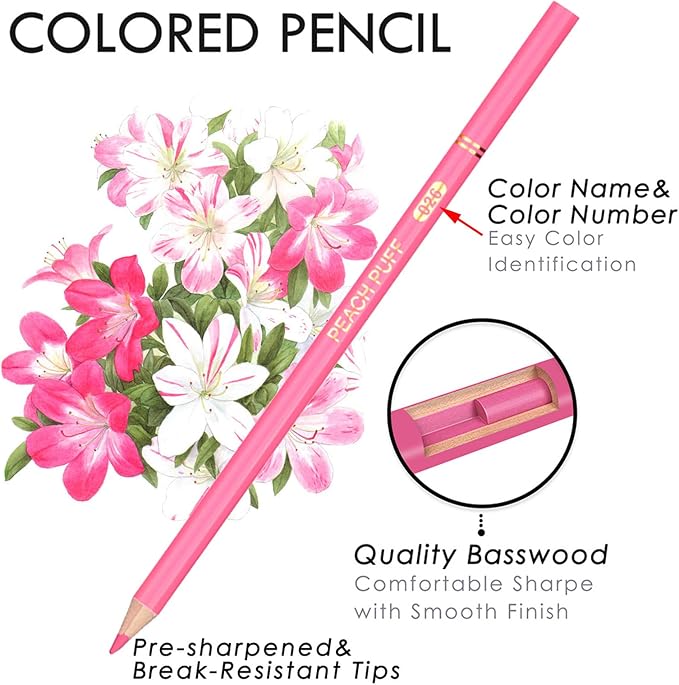 Purple Colored Pencils,Oil Based Wooden Colored Pencil Set for Adults Coloring Books Drawing Sketching Art Supplies 24 Color
