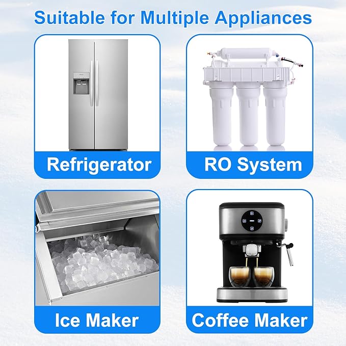 Inline Water Filter Kit for Ice Maker and Refrigerator,Include Feed Water Valve,1/4" Water Line and Quick Connect Fittings,Ideal for Ice Maker,Refrigerator,RO(Reverse Osmosis) System