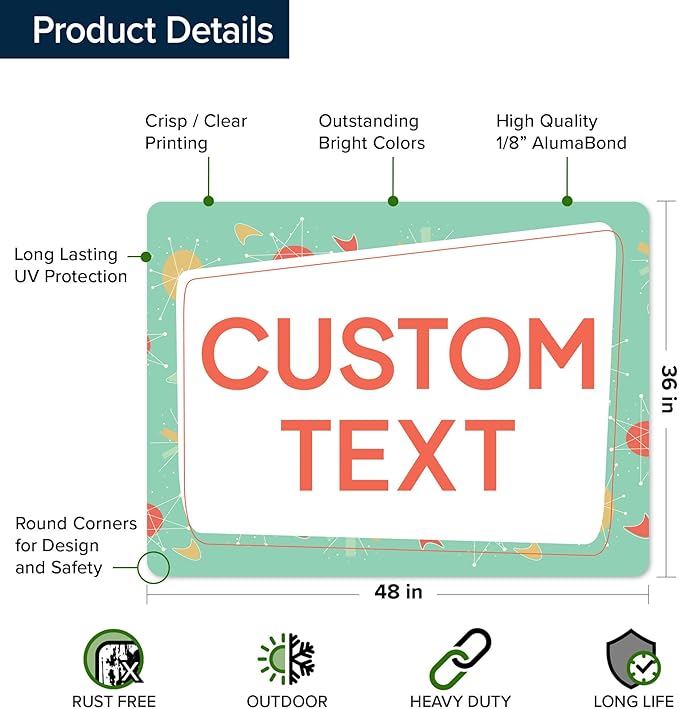 Custom Sign, Custom Street Sign, 11 Font Colors, 13 Font Styles, 4 Hole Options, 22 Sizes, 36x48 Inches, Rust Free DiBound, Fade Resistant, Made in USA by My Sign Center (Mid-Century Modern 2)