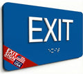 ADA Compliant Exit Sign with Braille (6" x 3" Sapphire Blue)