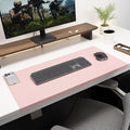 Edge-Locked Leather Desk Pad, Desk Blotter with Full Grip Fixation Lip, Waterproof Large Office Table Mat, Non-Slip Laptop Mouse Pads for Work Typing Writing (Pink,23.6"x15.7")