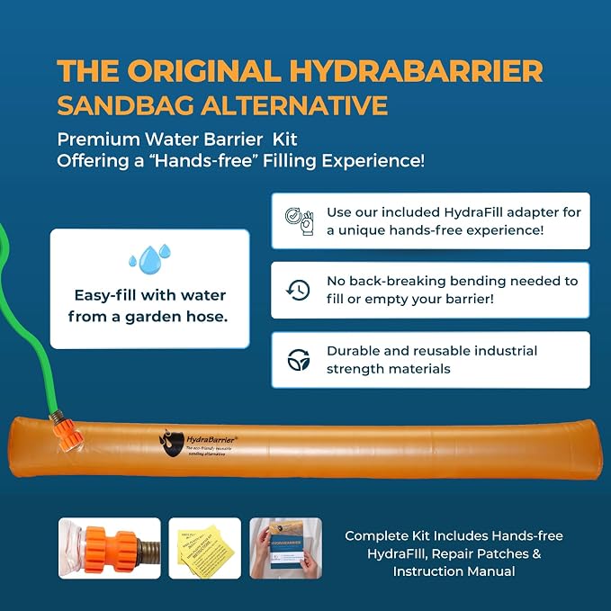 Watershed Innovations Best Sandbag Alternative - Hydrabarrier Standard 12 Foot Length 4 Inch Height. - Water Diversion Tubes that are the Lightweight, Re-usable, and Eco-Friendly - Bulk - 2 Pack