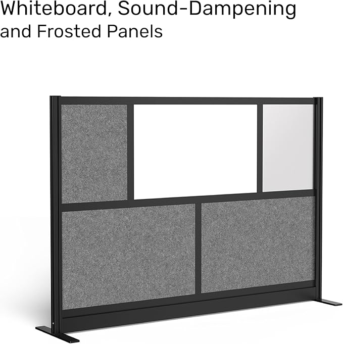 Workflow Modular Wall | Room Divider with Whiteboard, Sound-Dampening, & Frosted Acrylic Panels | Expandable Office Partition for Privacy & Productivity (70" x 48")