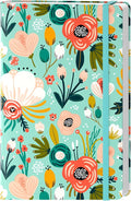Lined Journal Notebook, Hardcover Journal for Women, Medium 5.7 x 8.4 in, 160 Pages Thick Paper, Cute Aesthetic Floral A5 Ruled Notebook for Writing Journaling Work School Office, Green Flowers