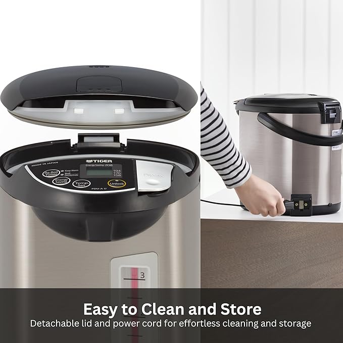 Tiger PDU-A50U-K Electric Water Boiler and Warmer, Stainless Black, 5.0-Liter
