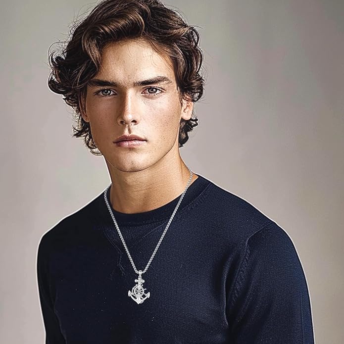 Compass Necklace for Women Men 925 Sterling Silver Pendant Urn Necklaces for Ashes Picture Locket Necklace Anchor Necklace Viking Necklace Crystals CZ Moonstone Abalone Shell Turquoise Compass Jewelry