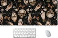 SSOIU Extended Gaming Mouse Pad (35.5x15.7 in), Large Stable Rubber Base Mousepad with Stitched Edges, Keyboard Mouse Mat Desk Pad for Work, Game, Office, Home - Magical Skull Pattern with Witch Hands