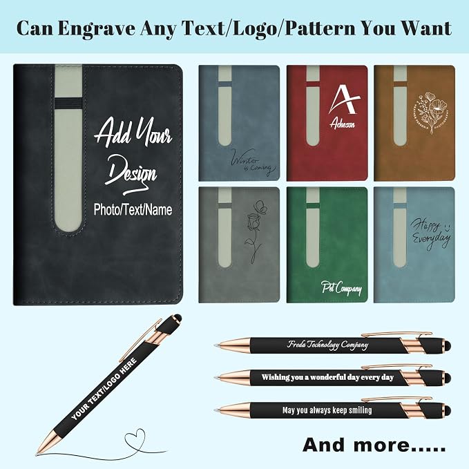ENOMY Personalized Notebook Journal with 10 PC Pens Gifts Set Custom Notebook 240 Pages A5 Lined Journal for Men Women Hardcover Notebooks for Work College Graduation Gifts, Black