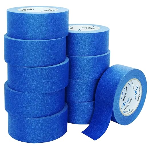 10 Rolls Painters Tape 2 inch Wide, General Purpose Blue Painters Tape, 2 Inches X 60 Yards Blue Masking Tape for Indoor and Outdoor Use, Protects Surfaces and Removes Easily, 600 Yards in Total