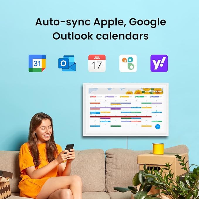 ApoloSign Digital Calendar: Electronic Calendar, Smart Touchscreen Interactive Display for Chore Chart, Family Schedules Planner, Supports All Apps via Google Play (White, 21.5-inch)