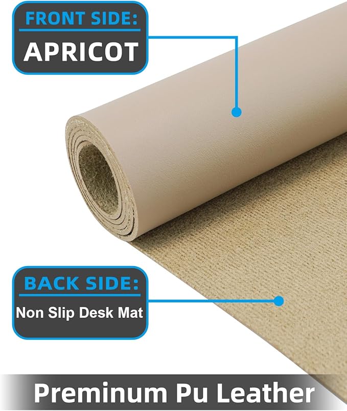 Small Desk Mat,Leather Desk Pad Protector,Desk Mouse pad,Office Desk mat,Laptop Mat for Desk, Non-Slip PU Leather Desk Blotter,Waterproof Desk Writing Pad for Office/Home(31.5"x15.7",Apricot)