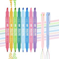 10 Pcs Aesthetic Highlighters and Gel Pens Set - 8 Colors Dual Tip Pastel Highlighters (Chisel & Fine Tips) & 2 Pcs 3-in-1 Multicolor Gel Pens for Journaling, School Supplies, Textbooks