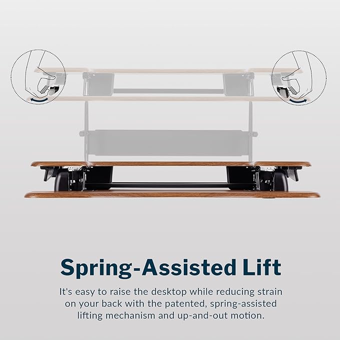 Vari VariDesk Pro Plus 36 Standing Desk Converter – 11 Height Settings + Spring Lift, 2 Tier Design, Keyboard Tray, Fits Desktops 36” Wide x 26.5" Deep – Delivers Fully Assembled (Walnut)