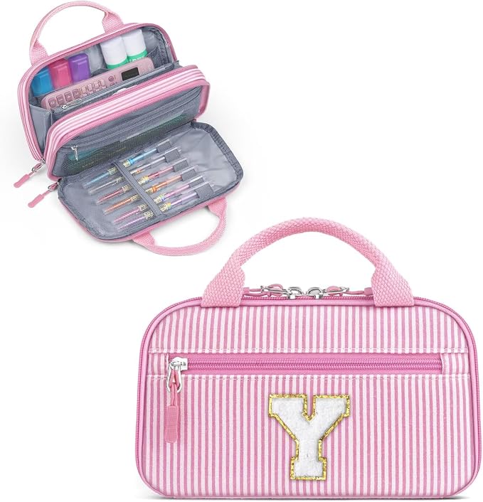 YOOLIFE Pencil Case for Girls, Cute Pencil Pouch Pen Case, Large Capacity Aesthetic School Supplies for Teen Girls, Pink Y