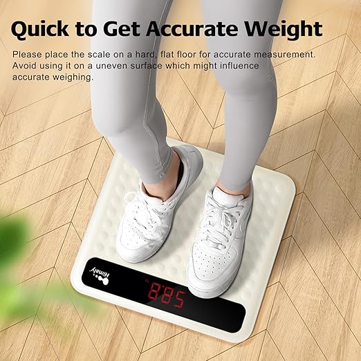 himaly Digital Body Weight Scale Bathroom Scale, Step-On Technology High Precision Measurements Scales with Large Non Slip Silicone Platform and LCD Digital Display, 400lbs/180kg Capacity, White