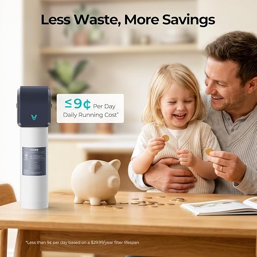 VIOMI Under Sink Water Filter System, 0.5μm Filtration, Reduces PFAS, Lead, Chlorine, Bad Taste & Odor, Kitchen Faucet Connection, NSF/ANSI 372, 42, 53 Certified, 1 Year or 10,000 Gallons Lifespan