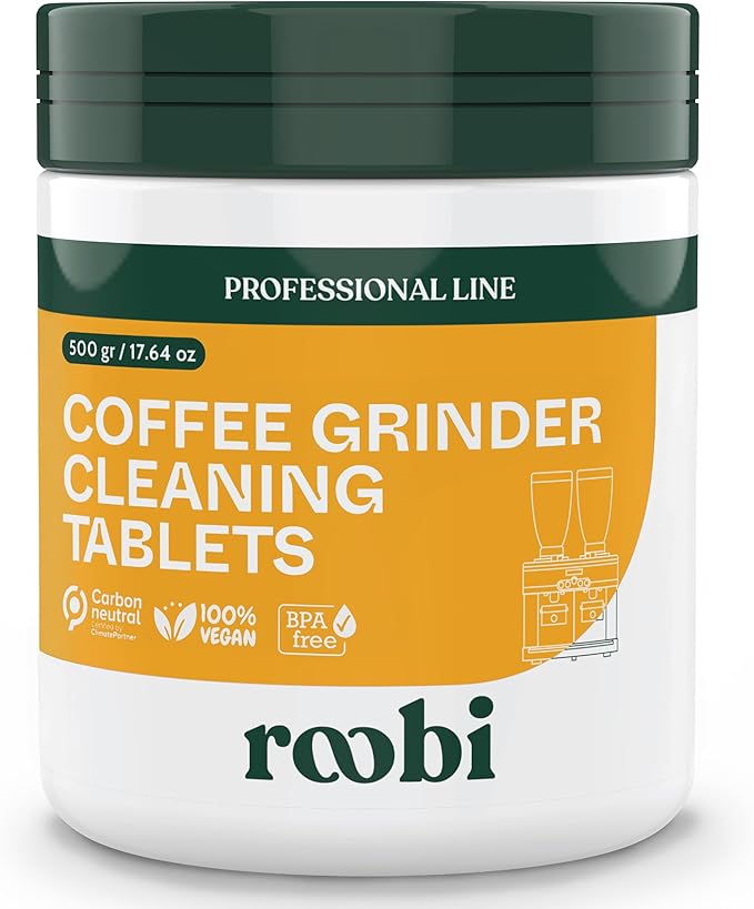 Roobi Professional Coffee Grinder Cleaning Tablets. Carbon Neutral Coffee Grinder Cleaner. Up to 14 cleans, 500gr.