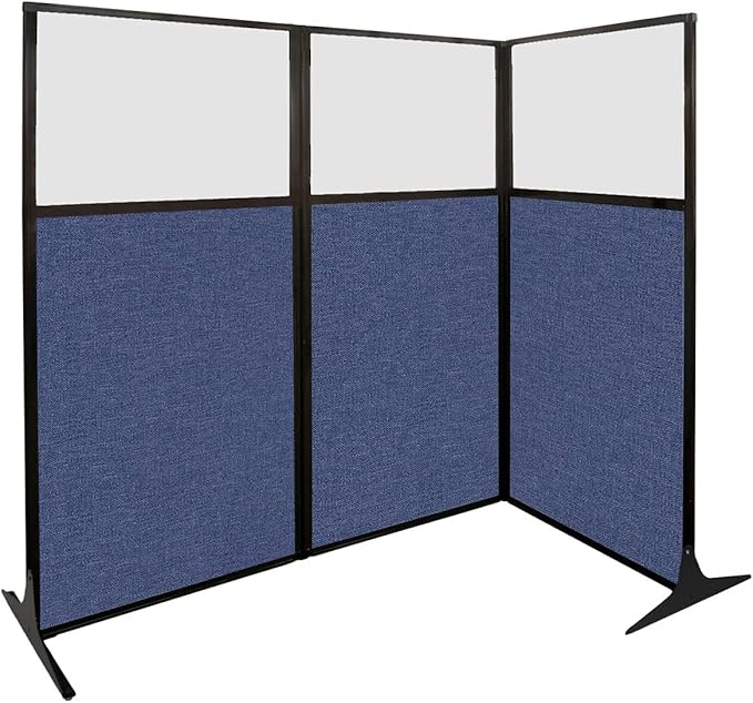 Versare Workstation Partition | Portable Wall Divider | Modern Office Cubicle | Free Standing Privacy Screen | Flexible Work Space | 99" x 70" W/Window, Lime Green Fabric Panels