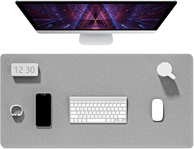 Auhoahsil Felt Desk Mat, Minimalist Large Mouse Pad XXL 35.5 x 15.7 in, Desk Matt for Desktop, Keyboard, Laptop, Computer, Office, Work from Home, Gaming, Light Gray