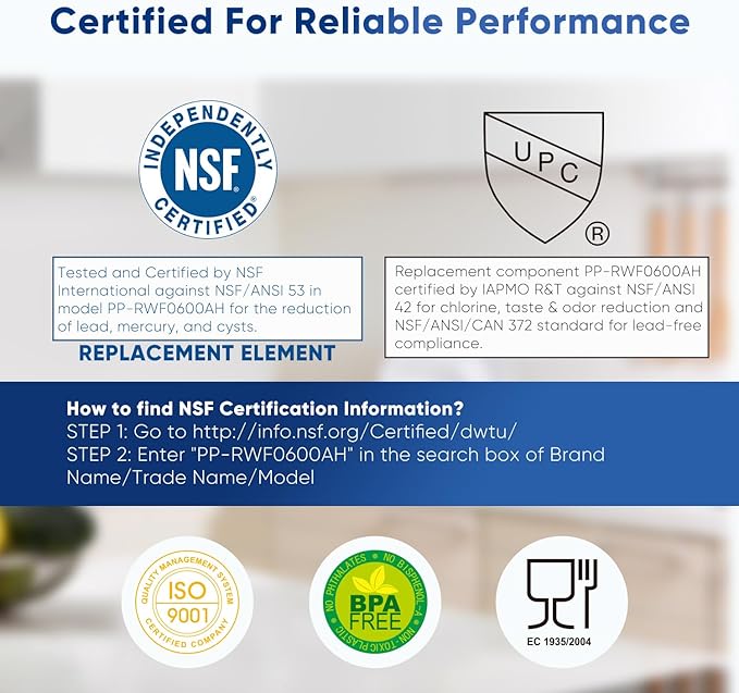 PUREPLUS PRO Refrigerator Water Filter Replacement for HDX FMG-1, PL-100, WFC1201, PC75009, RWF1060, RWF0600A, 469991 Refrigerator Cartridge, NSF/ANSI 53&42 Certified, 3Pack