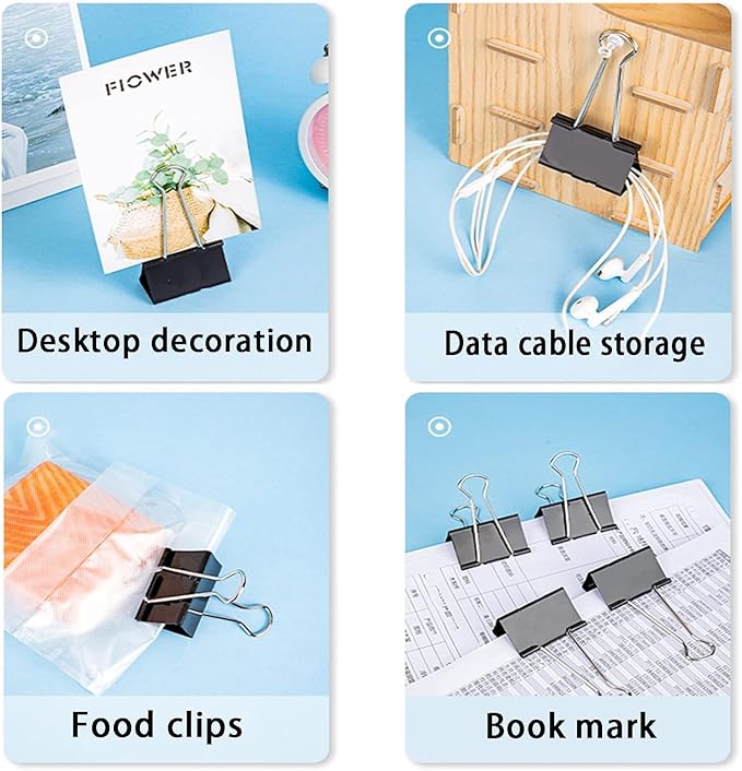 Large Binder Clips 1.6 Inch (48 Pack),Binder Clips Large Size,Big Paper Clips Clamps for Office and Home Supplies, Black