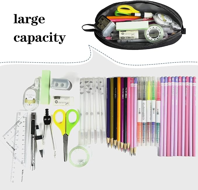 Gloppie Pencil Pouch - Practical Pencil Case, Aesthetic Simple Pencil Bag, Small Pen Holder, Back to School Supplies for Girls Boys, Black