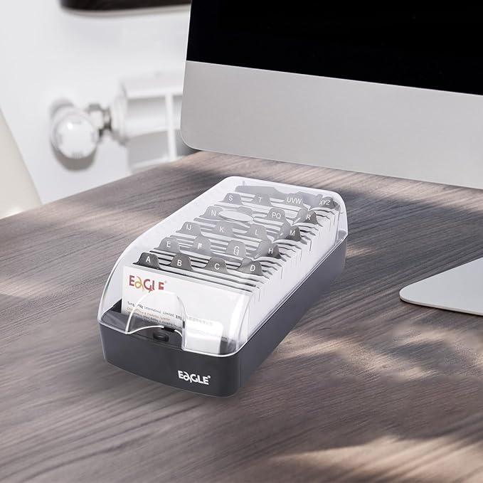 Eagle Business Card Box, Push-Button,Storage up to 550 Cards (Medium)