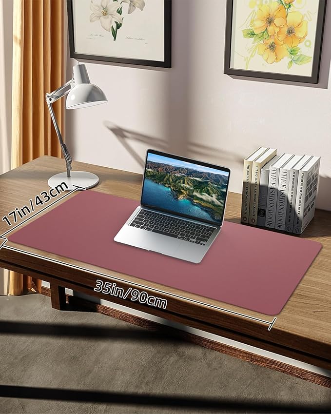 PULeather Non-Slip Desk Mat, Large Mouse Pad & Laptop Desk Pad - Waterproof Writing Pad for Office & Home (Light Purple, 35.4" x 17")