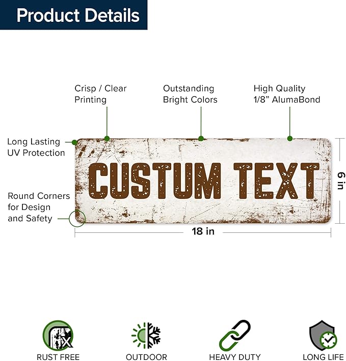 Custom Sign, Custom Street Sign, 11 Font Colors, 13 Font Styles, 4 Hole Options, 22 Sizes, 6x18 Inches, Rust Free DiBound, Fade Resistant, Made in USA by My Sign Center (Rustic)