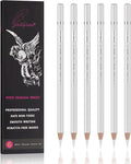 GETHPEN White Charcoal Pencils Set, High-light Sketch Chalk Pencil,6 Pieces | White Charcoal and High-light Sketch Pencils,Drawing, Sketching, Shading, Blending, White Chalk Pencils, Beginners & Artists