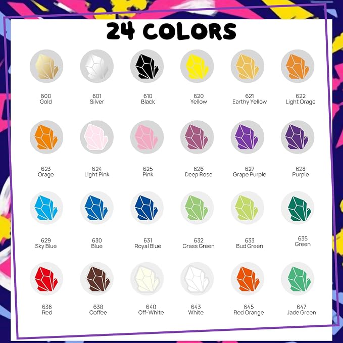 24 Colors Dual Tip Acrylic Paint Markers,Fine Tip and Brush Tip Permanent Acrylic Paint Pens For Rock Painting, Canvas, Wood, Glass, Ceramic, Fabric, Plastic, Egg, Scrapbook,Art Painting Supplies Kit
