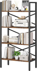 Homeiju 4 Tier Bookshelf 23.6" Width, Kids Bookshelf with Storage, Small Bookcase with Open Shelves, Storage Organization for Bedroom, Living Room and Home Office,Rustic Brown
