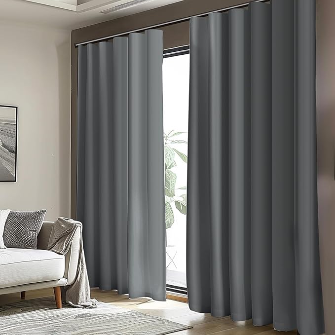 Cbsroro Room Divider Blackout Curtain Track Curtains Wall Dividers Panels Screen for Living Rooms Bedroom Office Privacy Partition Separation, W150 × L96 Inch,1 Panel, Light Grey