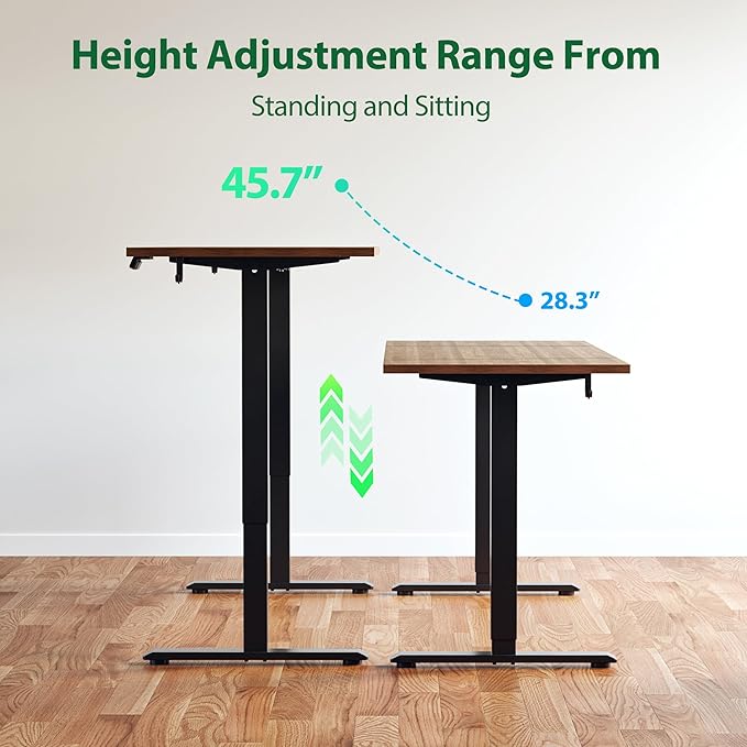 Agilestic Electric Standing Desk, Extra Large 71 x 31.5 Inches Height Adjustable Desk, Sit Stand Up Workstation for Home Office, Ergonomic Rising Gaming Computer Table with Memory Preset, Dark Walnut