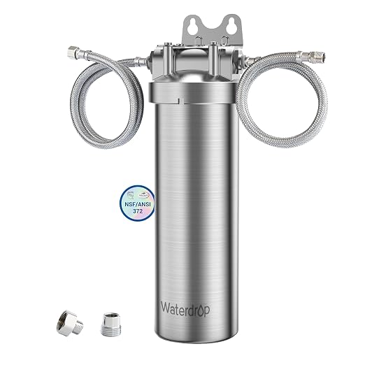Waterdrop AS08 Stainless Steel Under Sink Water Filter System, Reduces Lead | Reduces Chlorine, Heavy Metals, Bad Taste (1 Filter Included), 1 Years Lifetime Under Sink Water Filter, 5X Service Life
