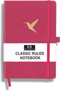 RICCO BELLO Lined Journal Notebook, Hummingbird | Faux Leather Hardcover, With Pen Holder, 96 Sheets / 192 Pages, College Ruled, 5.7 x 8.4 Inches
