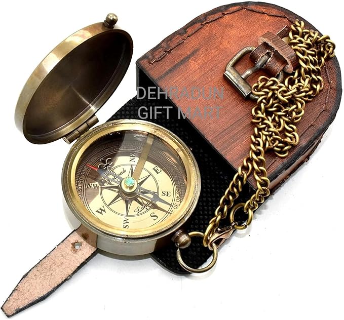 'Trust in The Lord'' Proverb3:5-6 Special Bibal Quote Scriptue Engraved Compass with Leather Case Guidance Gift | Religious Gift Compass | Baptism Gift | Graduation Gift Compass