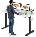 SANODESK Electric Standing Desk 60 x 24 Inches Whole-Piece Desktop Height Adjustable Stand Up Desk w/6-Button Controller Ergonomic Computer Desk for Home Office, Black Frame + White Tabletop